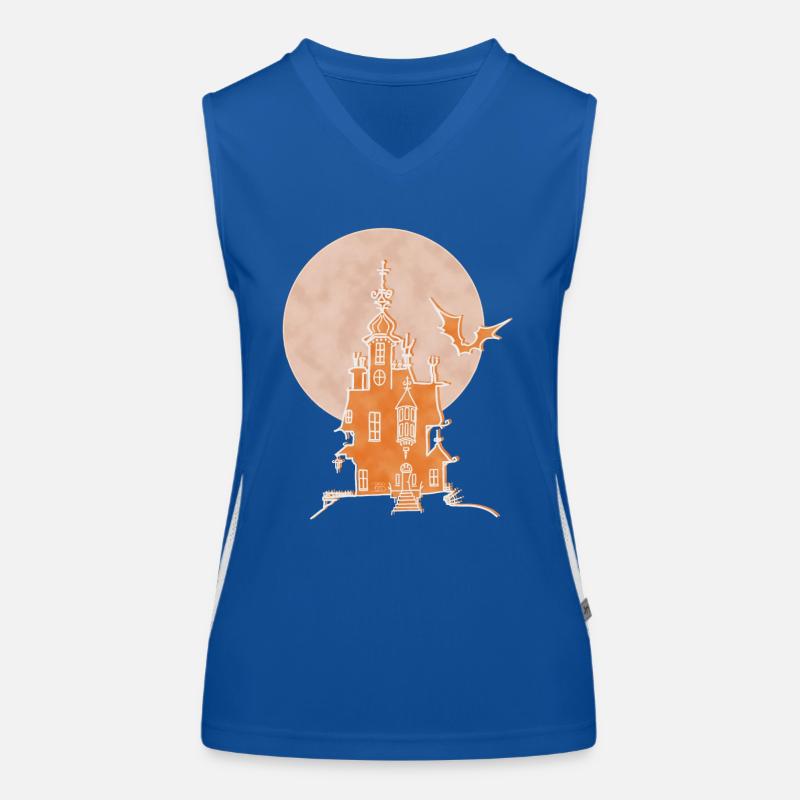Schloss, Boho Line Art Design, Serie „Halloween“ Funktionelles Kontrast-Tank Top für Frauen