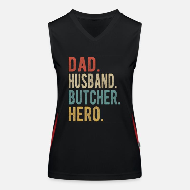Metzger, Vater, Ehemann, Held Funktionelles Kontrast-Tank Top für Frauen