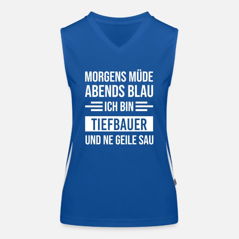 Morgens Müde Abends Blau Tiefbauer Funktionelles Kontrast-Tank Top für Frauen