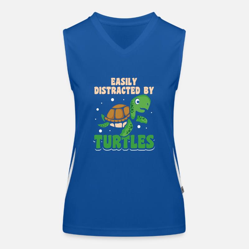 Easily distracted by turtles Funktionelles Kontrast-Tank Top für Frauen