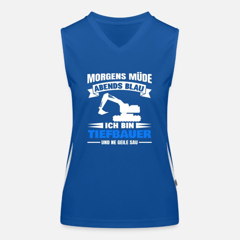 Morgens Müde Abends Blau Tiefbauer Funktionelles Kontrast-Tank Top für Frauen