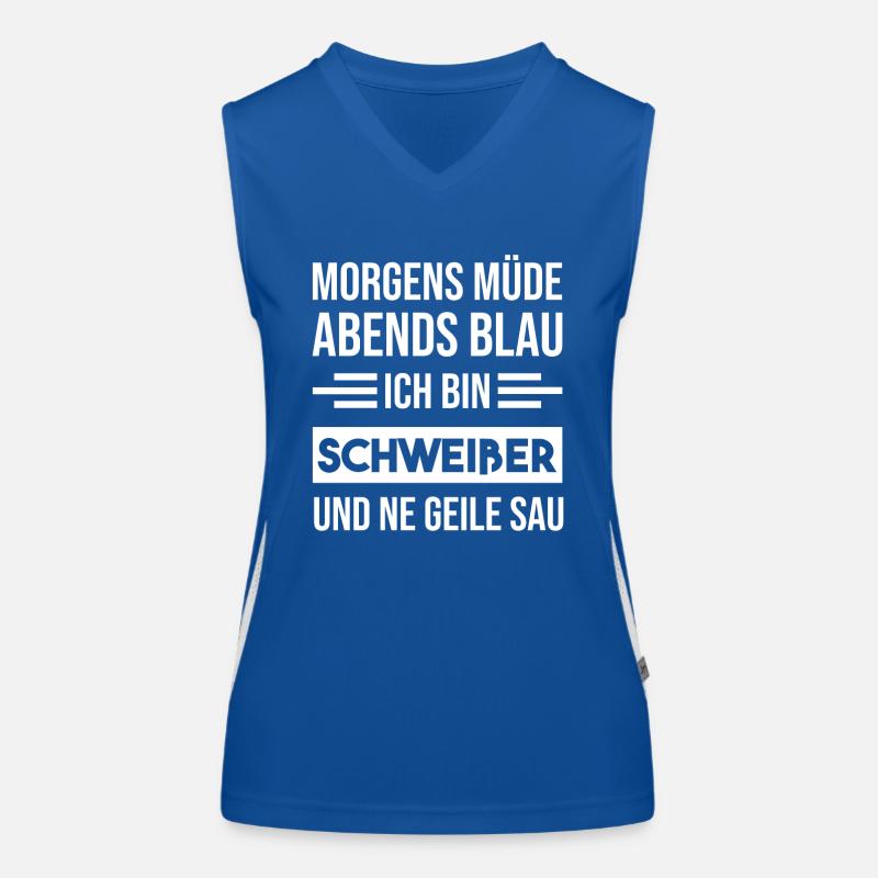 Morgens Müde Abends Blau Schweißer Funktionelles Kontrast-Tank Top für Frauen