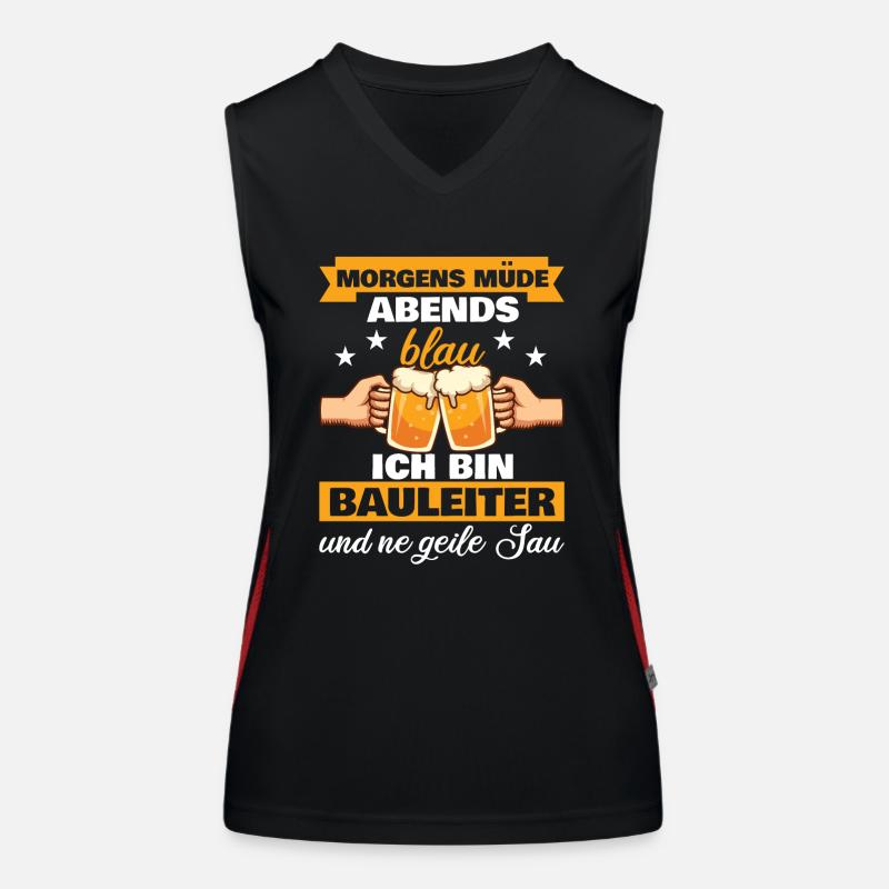 Morgens Müde Abends Blau Bauleiter Funktionelles Kontrast-Tank Top für Frauen