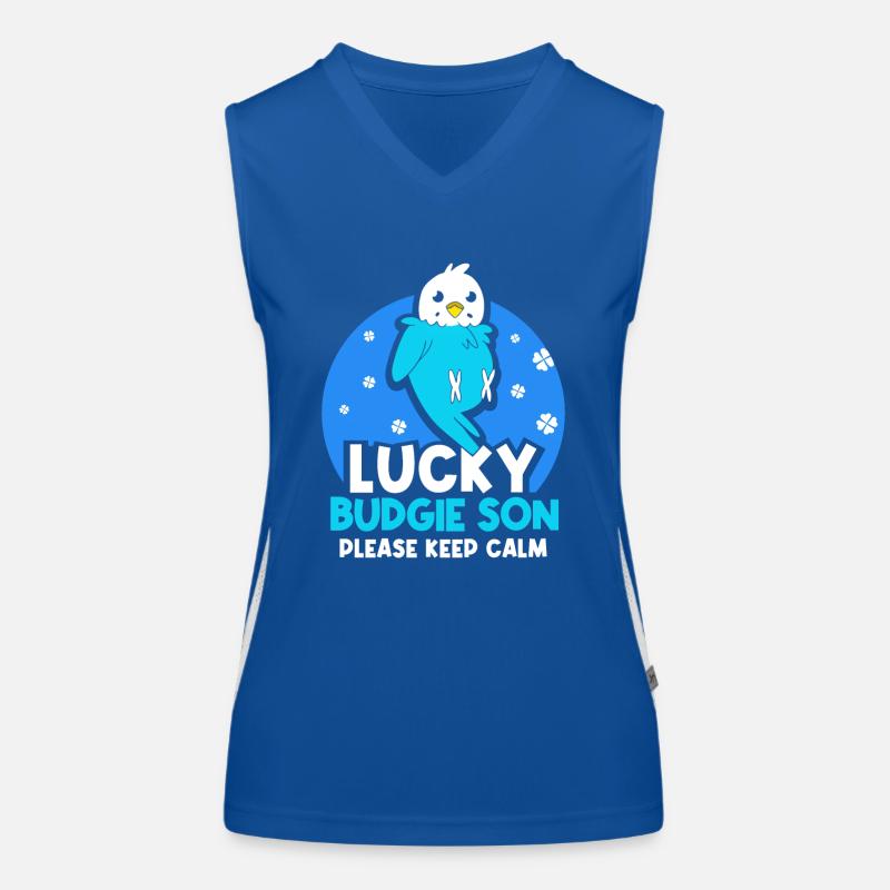 Lucky budgie son - please keep calm Funktionelles Kontrast-Tank Top für Frauen
