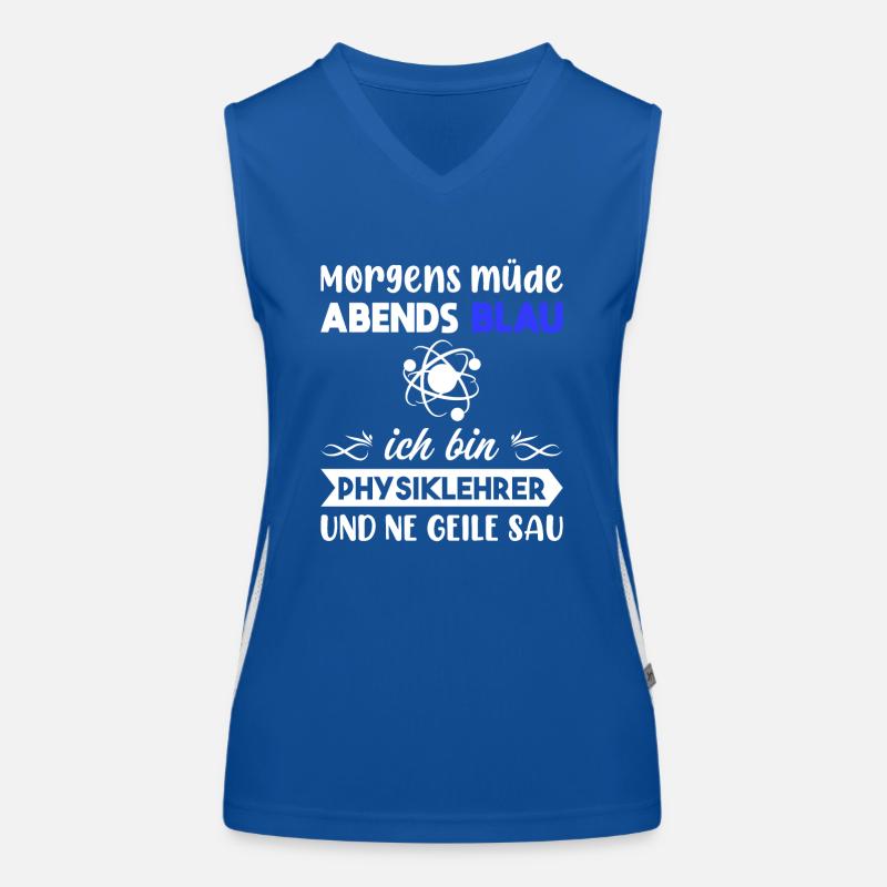 Morgens Müde Abends Blau Physiklehrer Funktionelles Kontrast-Tank Top für Frauen
