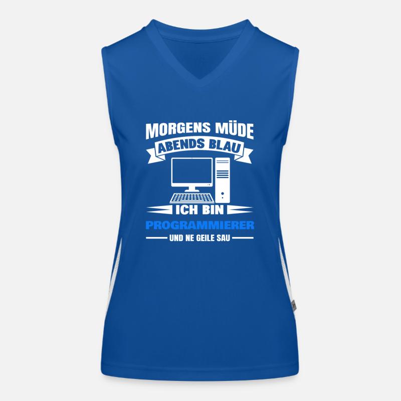 Morgens Müde Abends Blau Programmierer Funktionelles Kontrast-Tank Top für Frauen