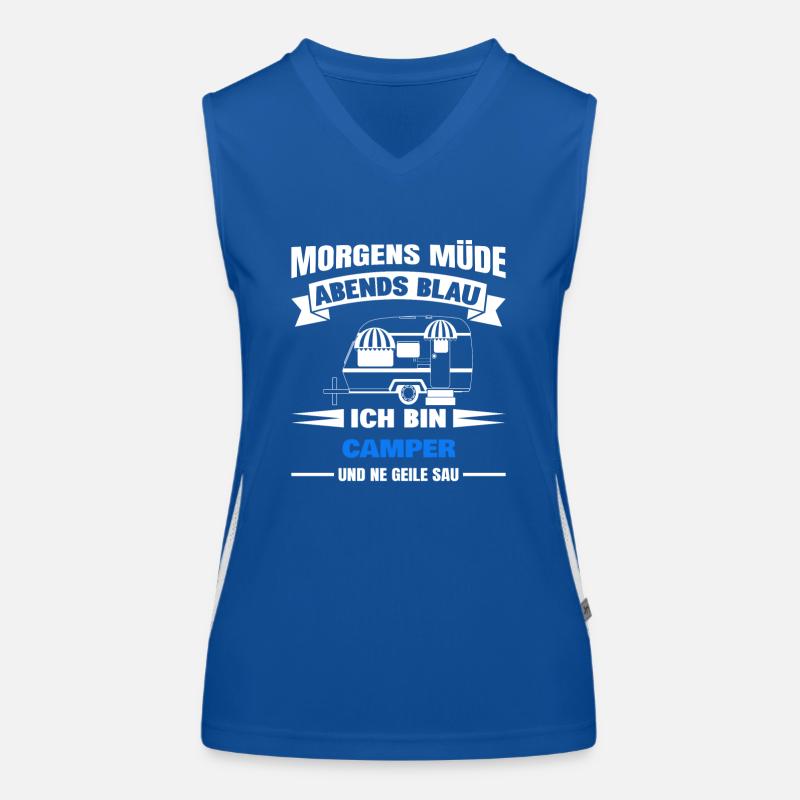 Morgens Müde Abends Blau Camper Funktionelles Kontrast-Tank Top für Frauen