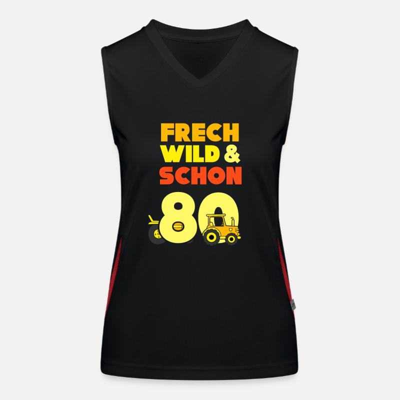 Geschenk 80 Jahre Geburtstag Mann Traktor Funktionelles Kontrast-Tank Top für Frauen