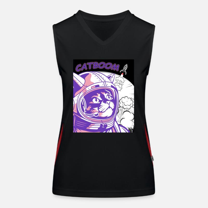 CATBOOM Comic Book Space Katzenexplosion Funktionelles Kontrast-Tank Top für Frauen