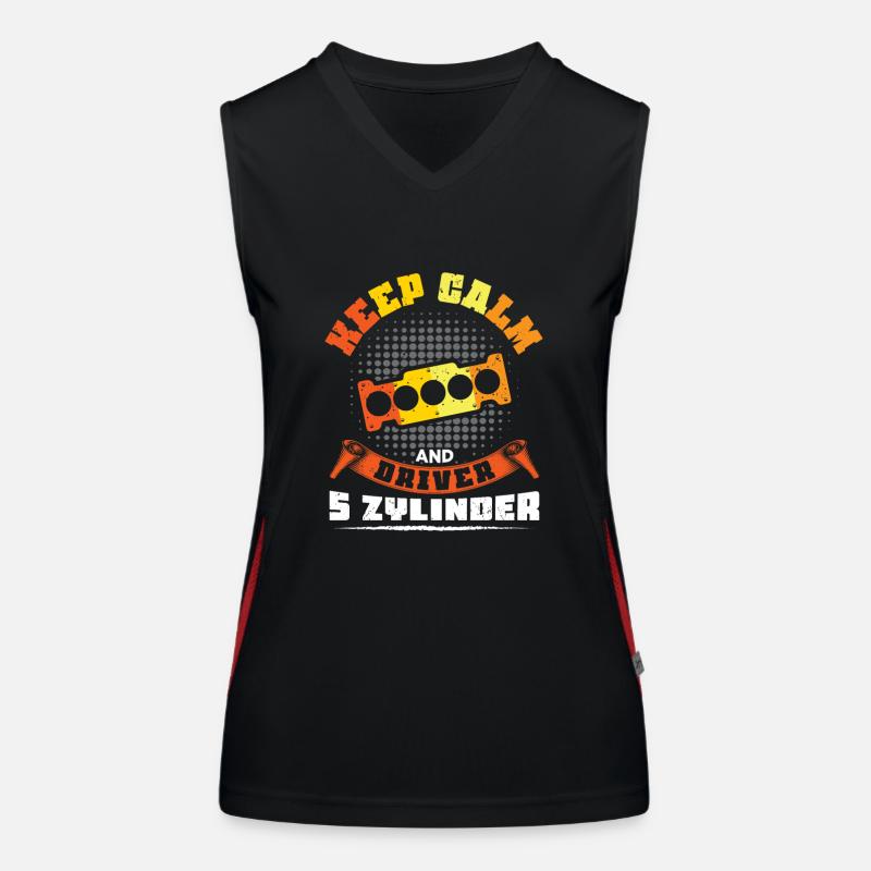 Keep Calm and driver 5 Zylinder Funktionelles Kontrast-Tank Top für Frauen