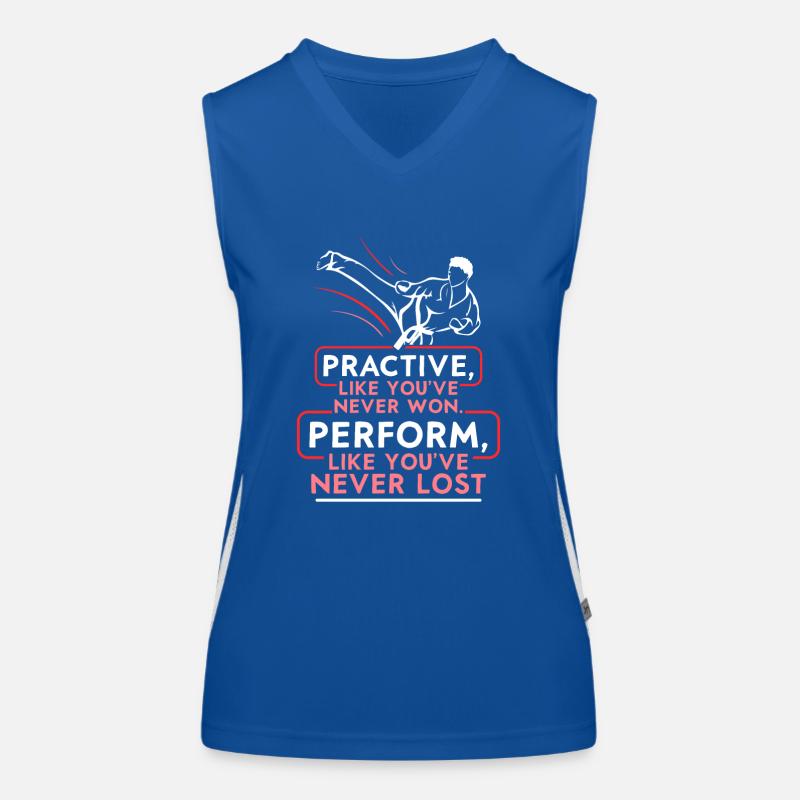 Practive like you've never won Karate Funktionelles Kontrast-Tank Top für Frauen