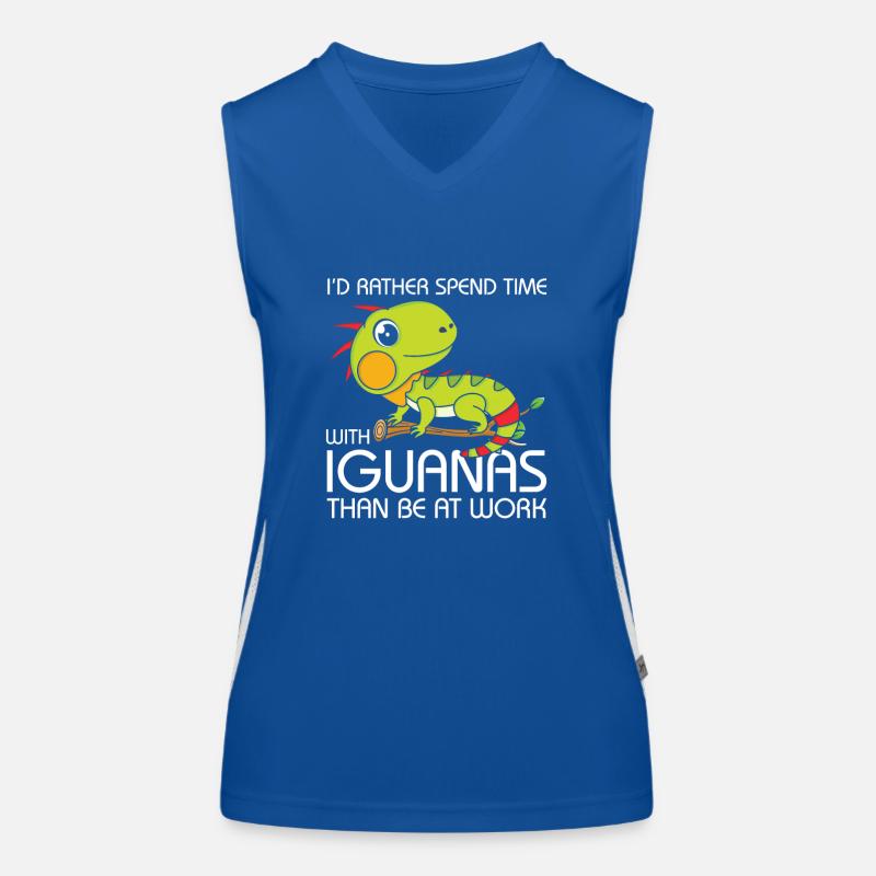 time with Iguanas than be at work Funktionelles Kontrast-Tank Top für Frauen