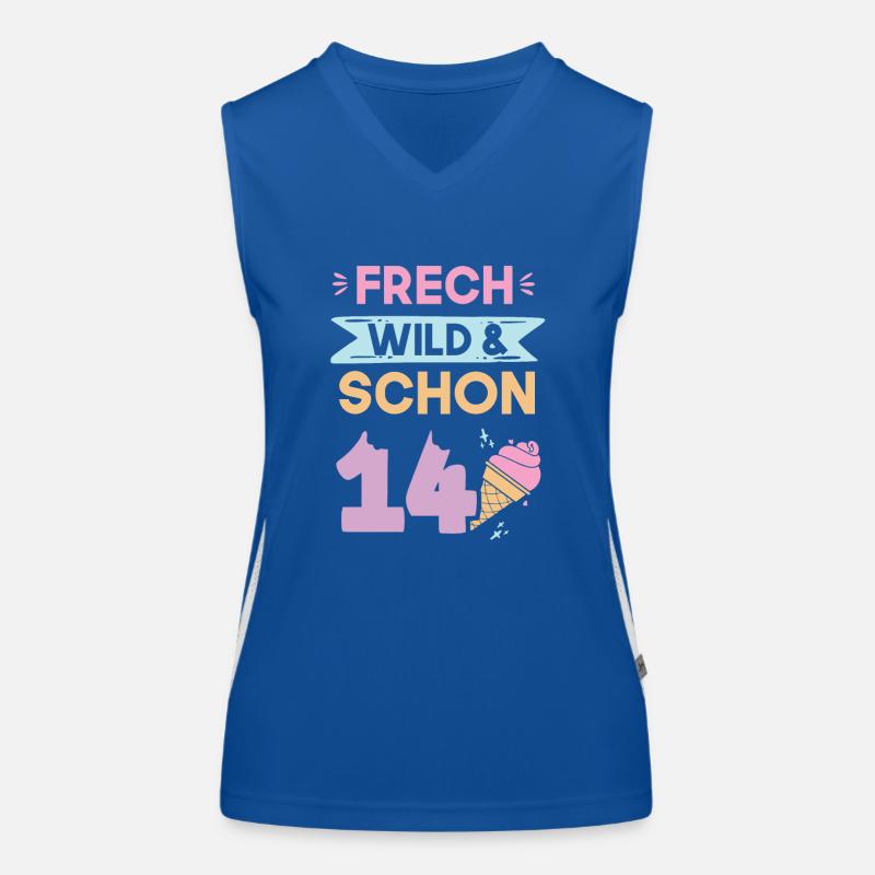 14 Jahre Geburtstag Junge Mädchen Eis essen Funktionelles Kontrast-Tank Top für Frauen