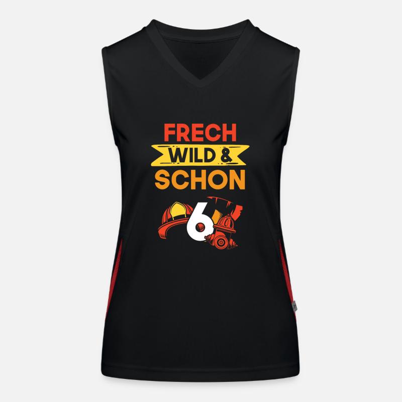 6 Jahre Geburtstag Junge Mädchen Feuerwehr Funktionelles Kontrast-Tank Top für Frauen