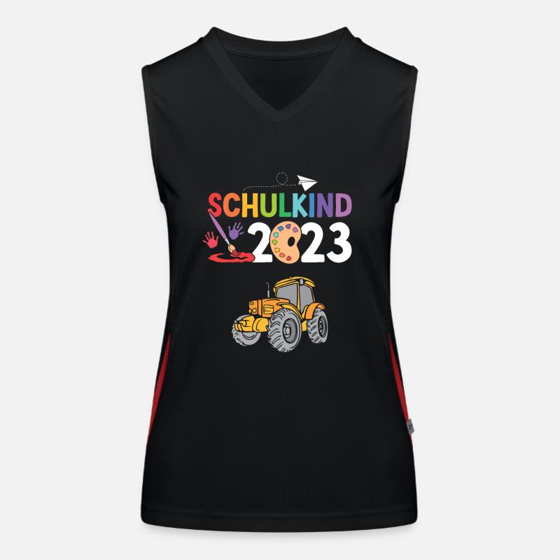 Traktor Schulanfang Schulkind 2023 Funktionelles Kontrast-Tank Top für Frauen