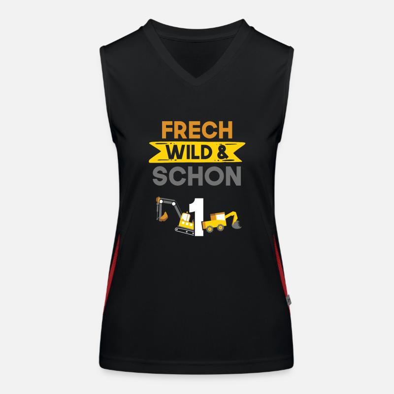 Geschenk 1 Jahr Geburtstag Bagger Funktionelles Kontrast-Tank Top für Frauen