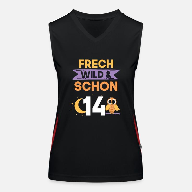 14 Jahre Geburtstag Junge Mädchen Eule Funktionelles Kontrast-Tank Top für Frauen
