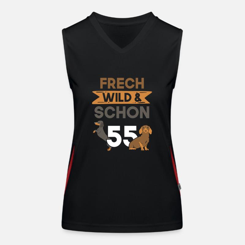 Geschenk 55 Jahre Geburtstag Dackel Funktionelles Kontrast-Tank Top für Frauen