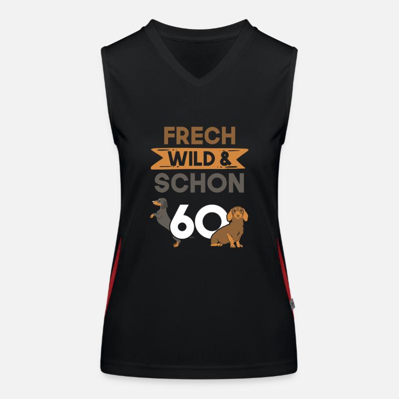 Geschenk 60 Jahre Geburtstag Dackel Funktionelles Kontrast-Tank Top für Frauen