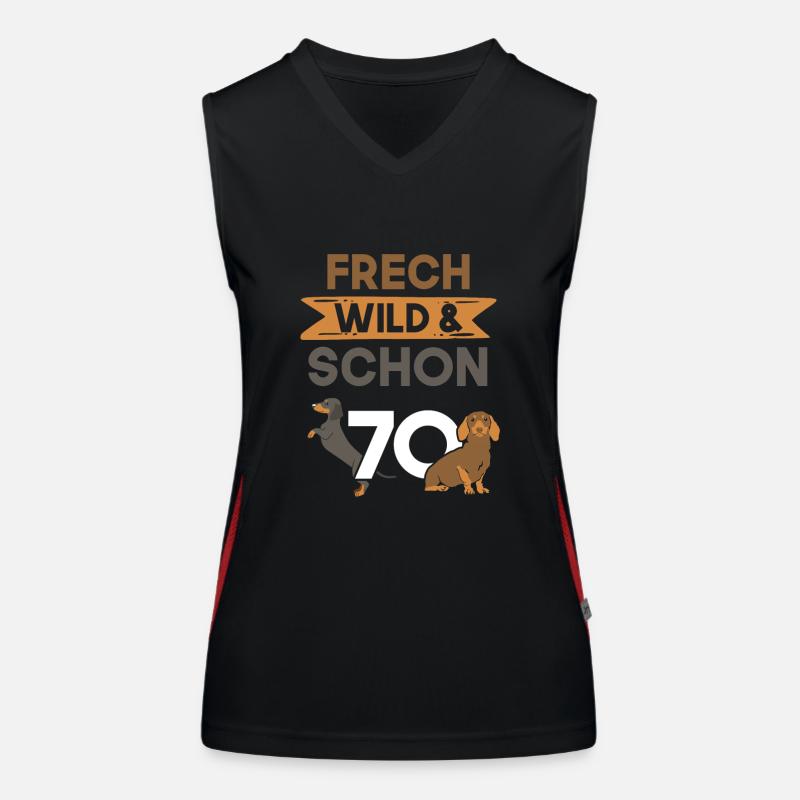 Geschenk 70 Jahre Geburtstag Dackel Funktionelles Kontrast-Tank Top für Frauen