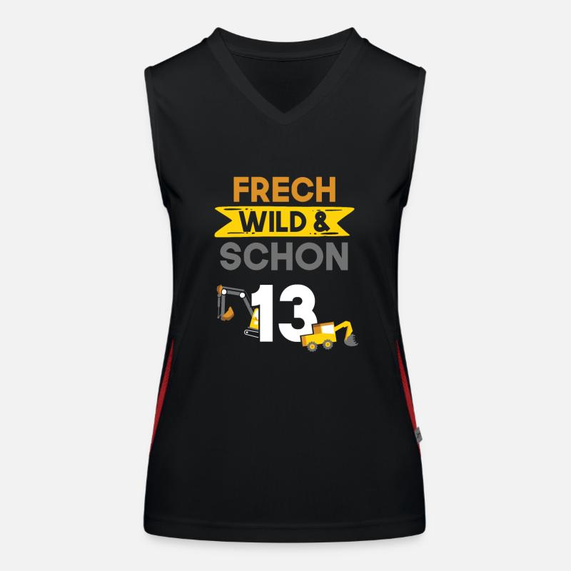 13 Jahre Geburtstag Junge Mädchen Bagger Funktionelles Kontrast-Tank Top für Frauen