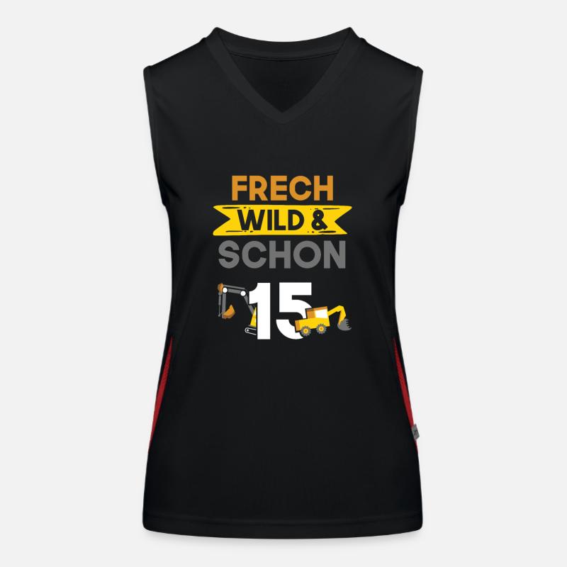 15 Jahre Geburtstag Junge Mädchen Bagger Funktionelles Kontrast-Tank Top für Frauen