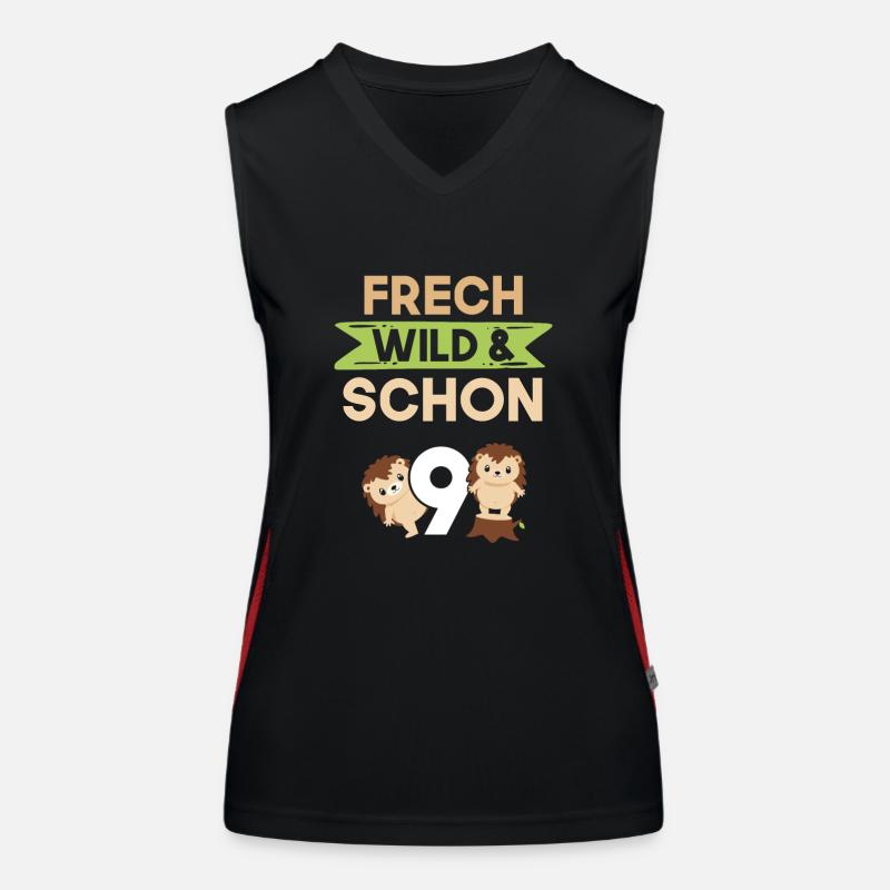 9 Jahre Geburtstag Junge Mädchen Igel Funktionelles Kontrast-Tank Top für Frauen