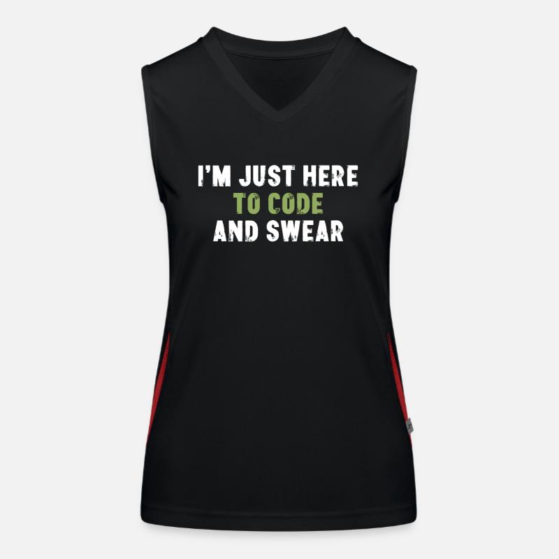 Je suis juste là pour coder et jurer en informatique Débardeur respirant contrasté Femme