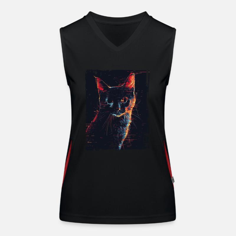 Cat Digital Horror Glitchcore Weirdcore Grunge Women's Functional Contrast Tank Top