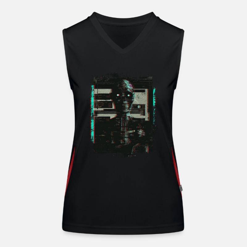 Zombie Digital Horror Glitchcore Grunge Weirdcore Women's Functional Contrast Tank Top