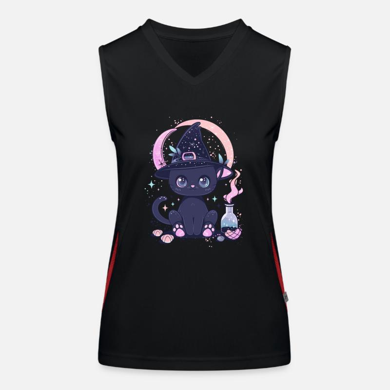 Katze Kawaii Witchcore Pastel Goth Halloween Funktionelles Kontrast-Tank Top für Frauen