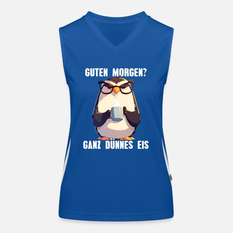 Good morning very thin ice coffee penguin Women's Functional Contrast Tank Top