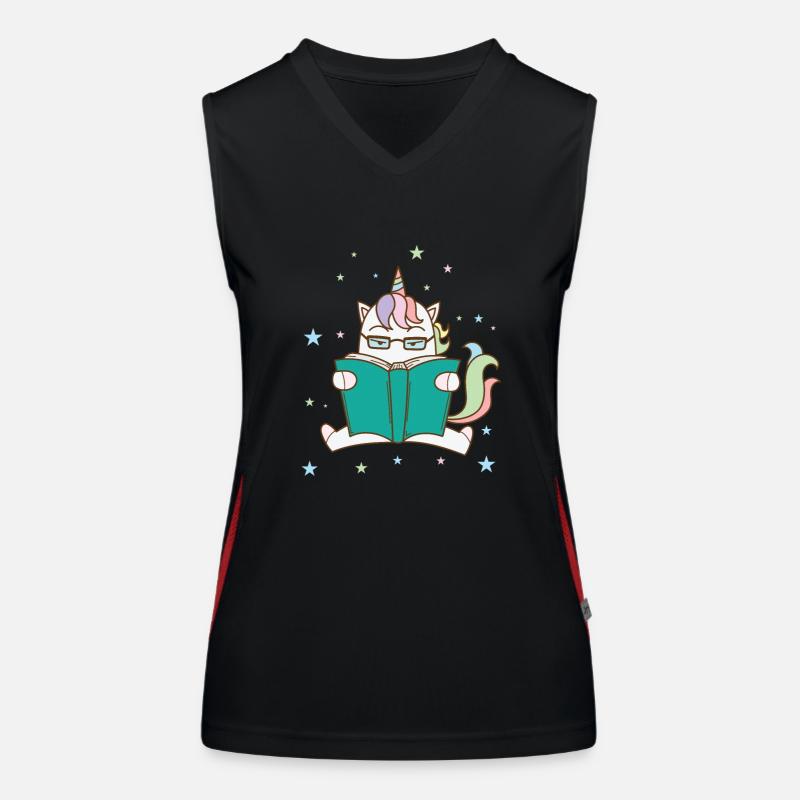 Fantasie Pferd Einhorn liest ein Buch Funktionelles Kontrast-Tank Top für Frauen