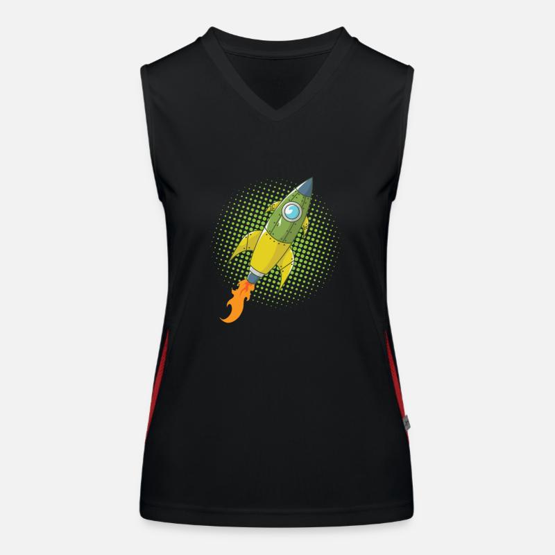 Rocket Comic Spaceship Spacecraft Missile Women's Functional Contrast Tank Top