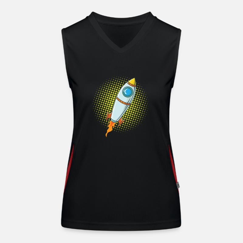 Mond Rakete Raumschiff Comic Flugkörper Funktionelles Kontrast-Tank Top für Frauen
