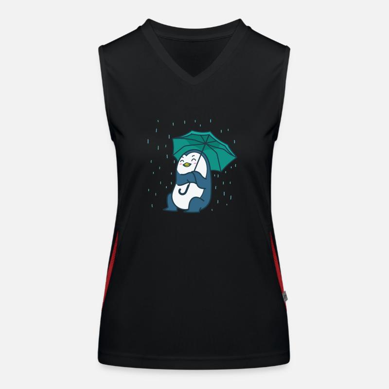 Penguin with an umbrella Antarctica Women's Functional Contrast Tank Top