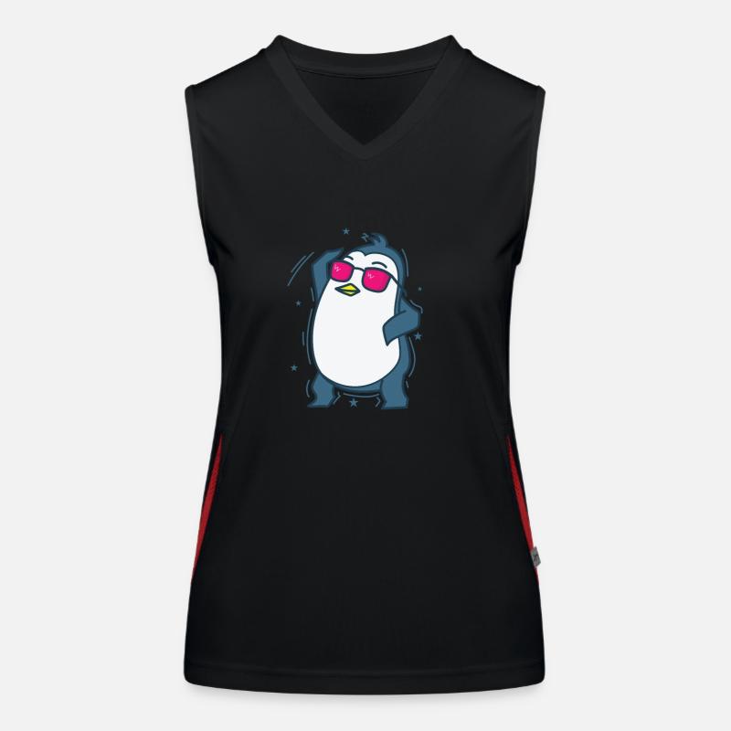 Penguin dancing Antarctica bird Women's Functional Contrast Tank Top
