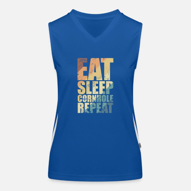 Eat Sleep Cornhole Repeat Spiel Freizeit Funktionelles Kontrast-Tank Top für Frauen