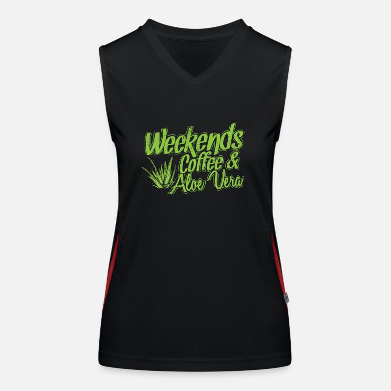 Weekends Coffee and Aloe Vera Pflanze Funktionelles Kontrast-Tank Top für Frauen