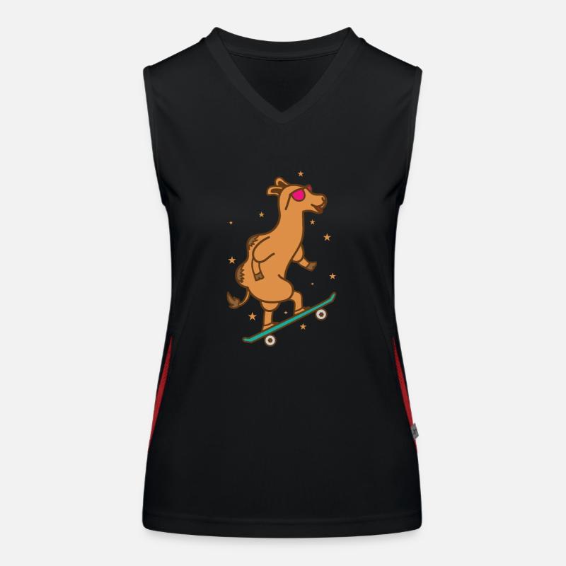 Camel on the skateboard dromedary Women's Functional Contrast Tank Top