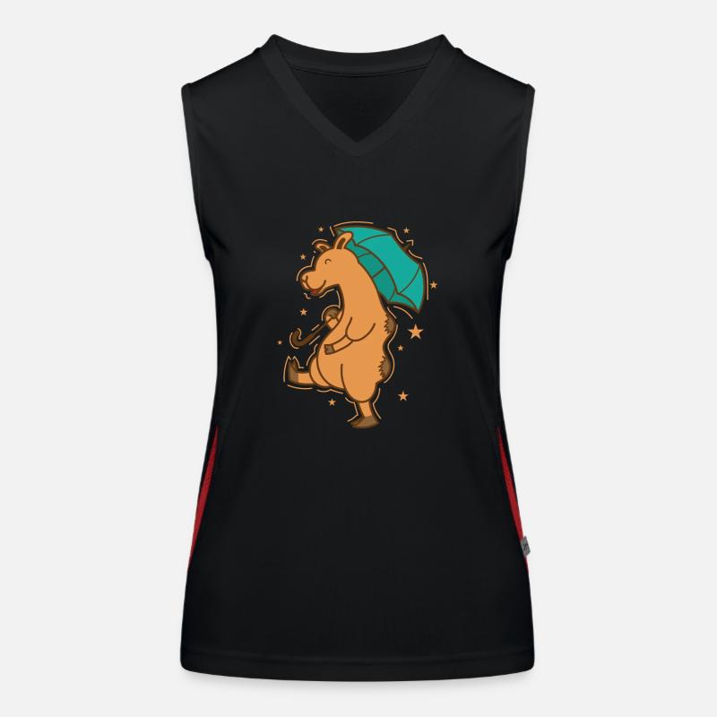 Kamel mit Regenschirm Dromedar Karawane Funktionelles Kontrast-Tank Top für Frauen