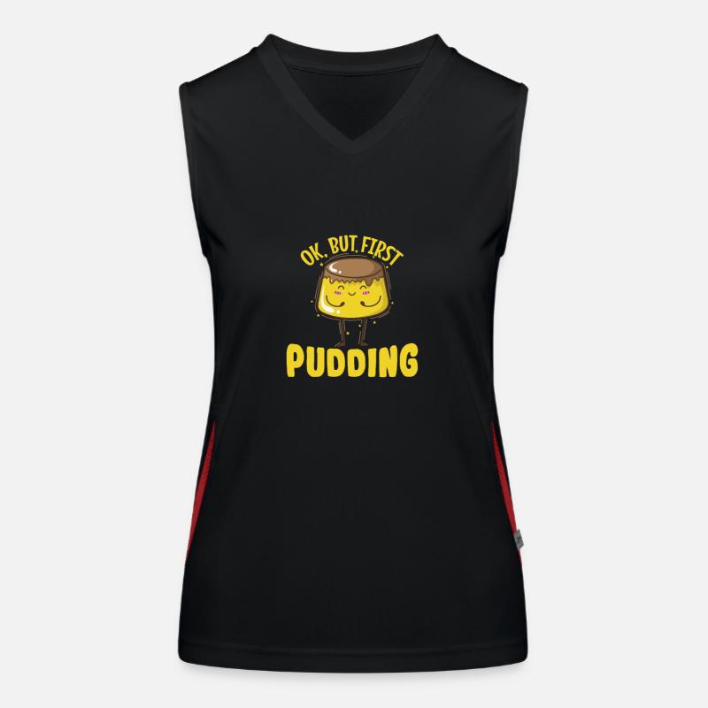I run because i really Like Pudding Dessert Funktionelles Kontrast-Tank Top für Frauen