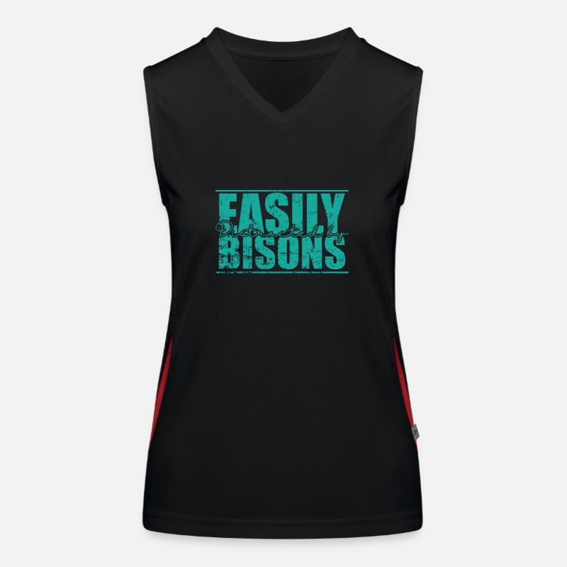 Easily Distracted by Bisons Tier Funktionelles Kontrast-Tank Top für Frauen