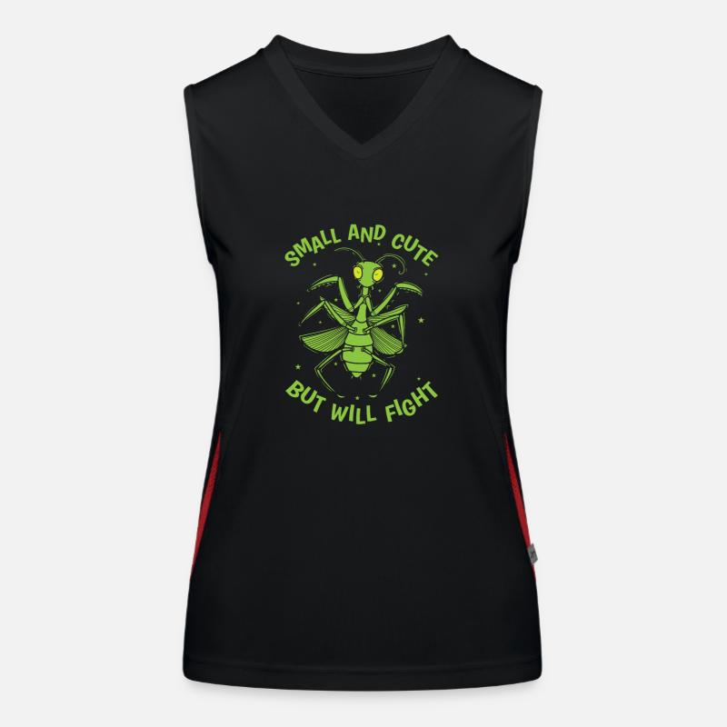 Small and Cute but will Fight Gottesanbeterin Funktionelles Kontrast-Tank Top für Frauen