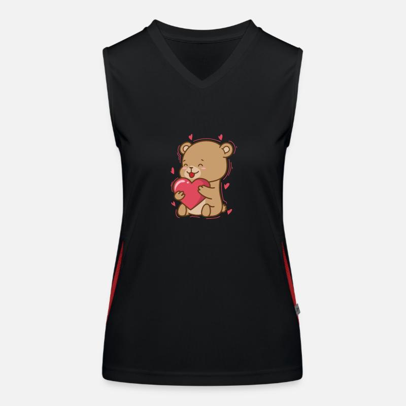 Bear with Heart, Animal, Forest Women's Functional Contrast Tank Top