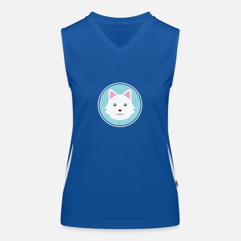 cute dog with white fur Women's Functional Contrast Tank Top