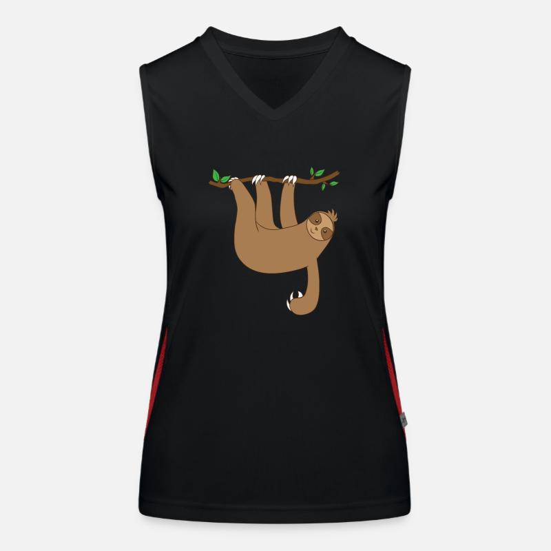 Faultier hängt am Baum Funktionelles Kontrast-Tank Top für Frauen