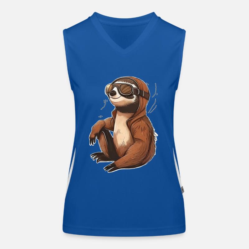 Faultier mit Fliegerbrille Funktionelles Kontrast-Tank Top für Frauen