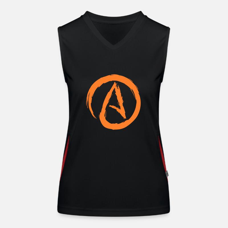 Atheismus Symbol Atheist Darwin Evolution Geschenk Funktionelles Kontrast-Tank Top für Frauen
