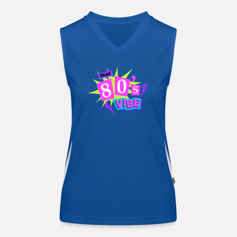 80s vibe retro neon sign Women's Functional Contrast Tank Top
